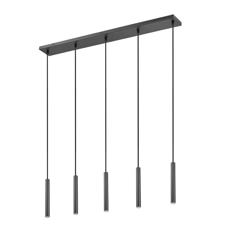 Z-Lite Forest 5-Light LED-Integrated Matte Black Steel Linear Chandelier