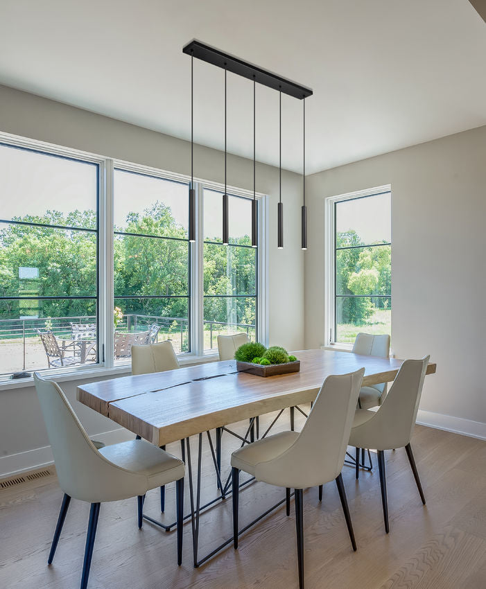 Z-Lite Forest 5-Light LED-Integrated Matte Black Steel Linear Chandelier