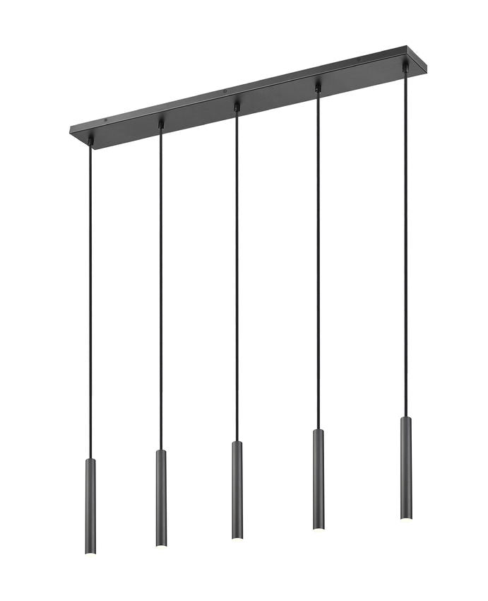 Z-Lite Forest 5-Light LED-Integrated Matte Black Steel Linear Chandelier