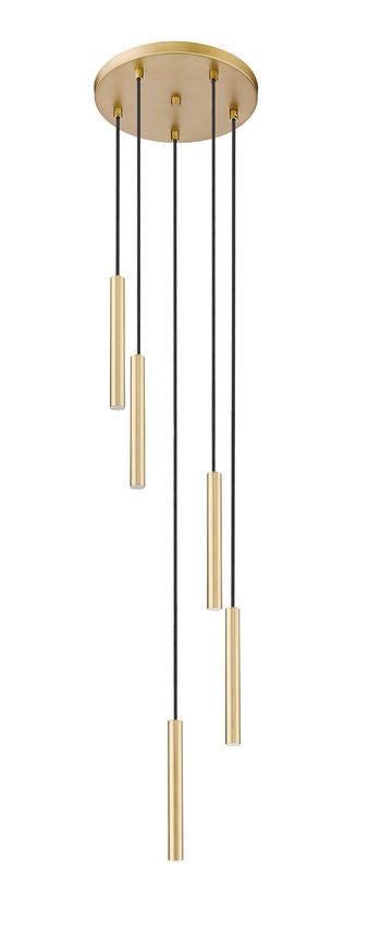 Z-Lite Forest 5-Light LED-Integrated Modern Gold Steel Chandelier