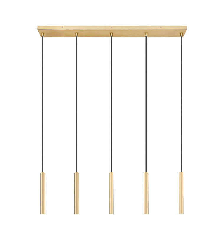 Z-Lite Forest 5-Light LED-Integrated Modern Gold Steel Linear Chandelier