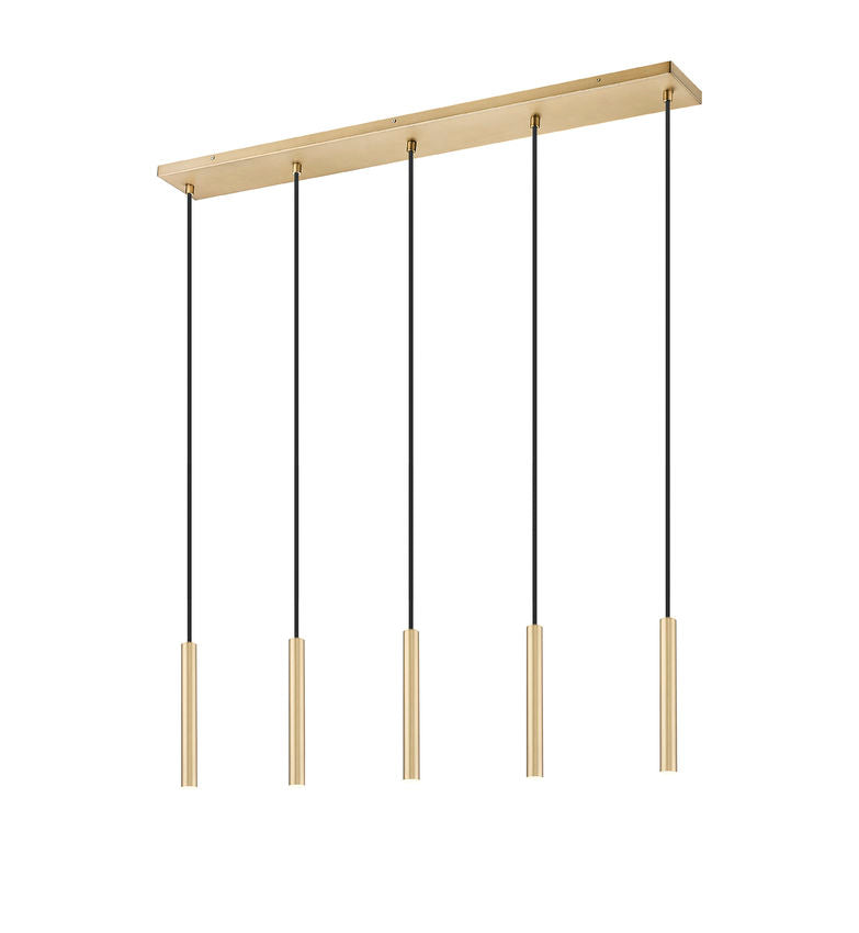 Z-Lite Forest 5-Light LED-Integrated Modern Gold Steel Linear Chandelier