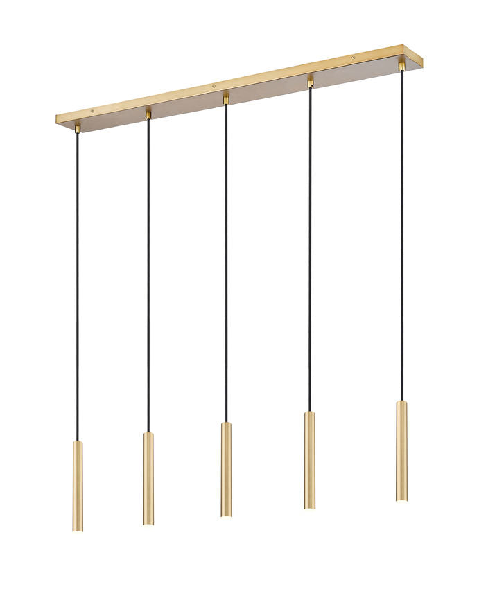 Z-Lite Forest 5-Light LED-Integrated Modern Gold Steel Linear Chandelier