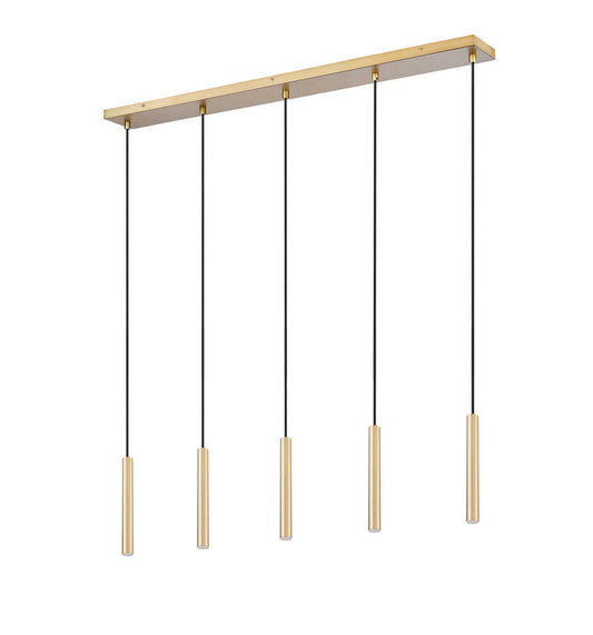 Z-Lite Forest 5-Light LED-Integrated Modern Gold Steel Linear Chandelier