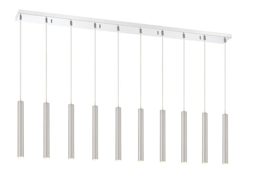 Z-Lite Forest 5" W x 12" H 10-Light LED Chrome Island Light With Brushed Nickel Steel Shade