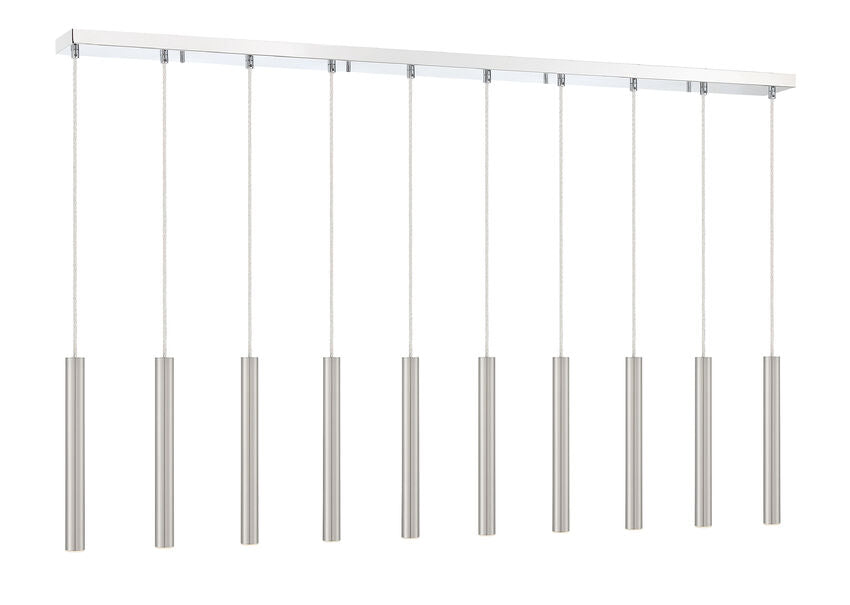 Z-Lite Forest 5" W x 12" H 10-Light LED Chrome Island Light With Brushed Nickel Steel Shade