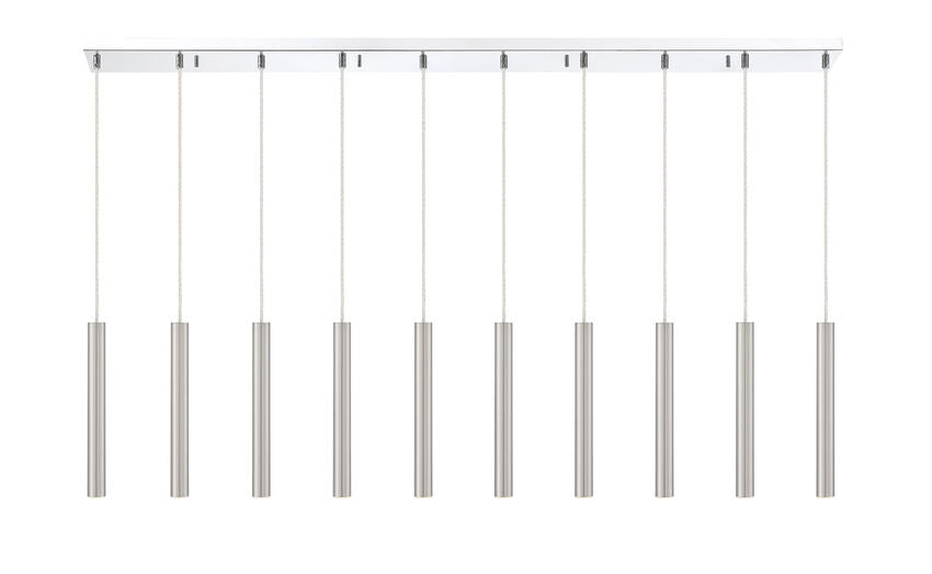 Z-Lite Forest 5" W x 12" H 10-Light LED Chrome Island Light With Brushed Nickel Steel Shade