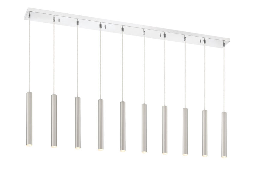Z-Lite Forest 5" W x 12" H 10-Light LED Chrome Island Light With Brushed Nickel Steel Shade