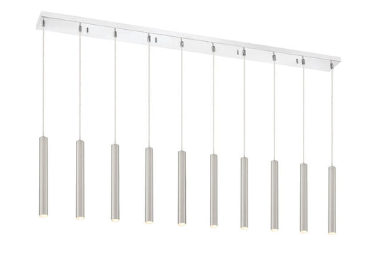 Z-Lite Forest 5" W x 12" H 10-Light LED Chrome Island Light With Brushed Nickel Steel Shade