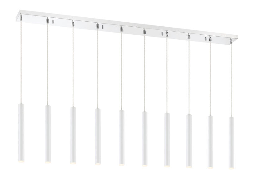 Z-Lite Forest 5" W x 12" H 10-Light LED Chrome Island Light With Matte White Steel Shade