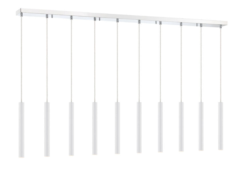 Z-Lite Forest 5" W x 12" H 10-Light LED Chrome Island Light With Matte White Steel Shade