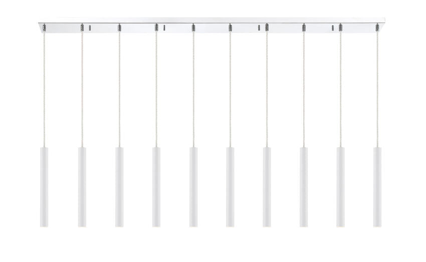 Z-Lite Forest 5" W x 12" H 10-Light LED Chrome Island Light With Matte White Steel Shade