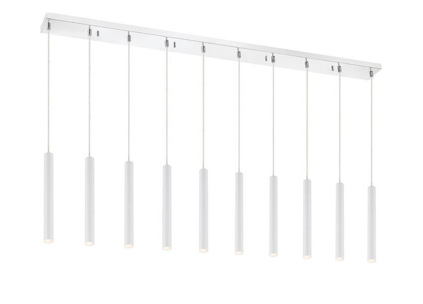 Z-Lite Forest 5" W x 12" H 10-Light LED Chrome Island Light With Matte White Steel Shade