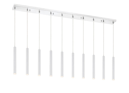 Z-Lite Forest 5" W x 12" H 10-Light LED Chrome Island Light With Matte White Steel Shade