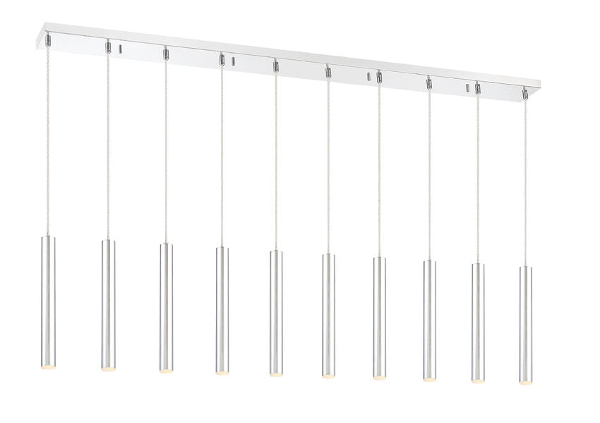 Z-Lite Forest 5" W x 12" H 10-Light LED Chrome Steel Island Light