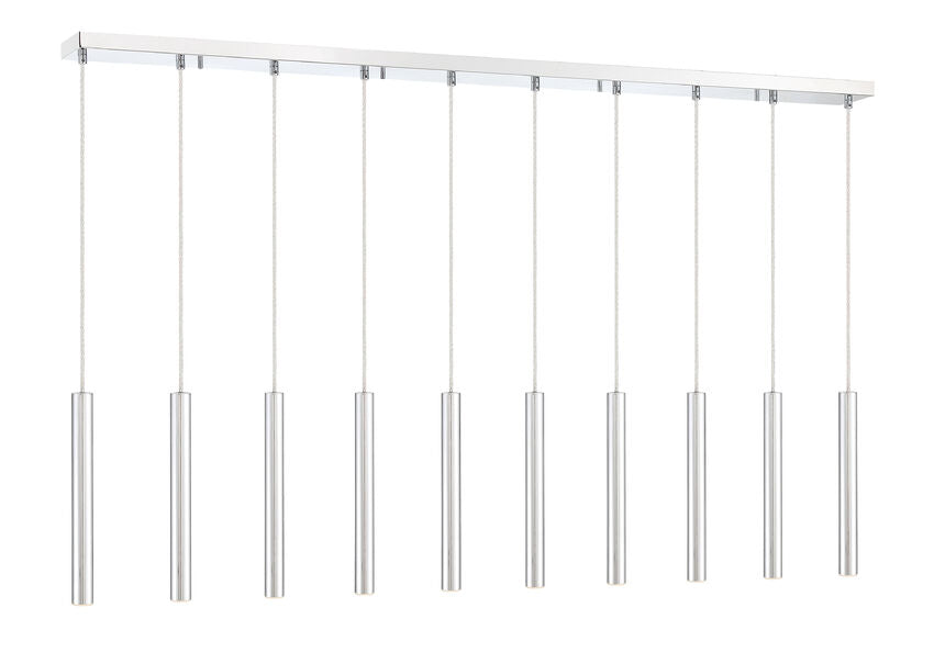 Z-Lite Forest 5" W x 12" H 10-Light LED Chrome Steel Island Light