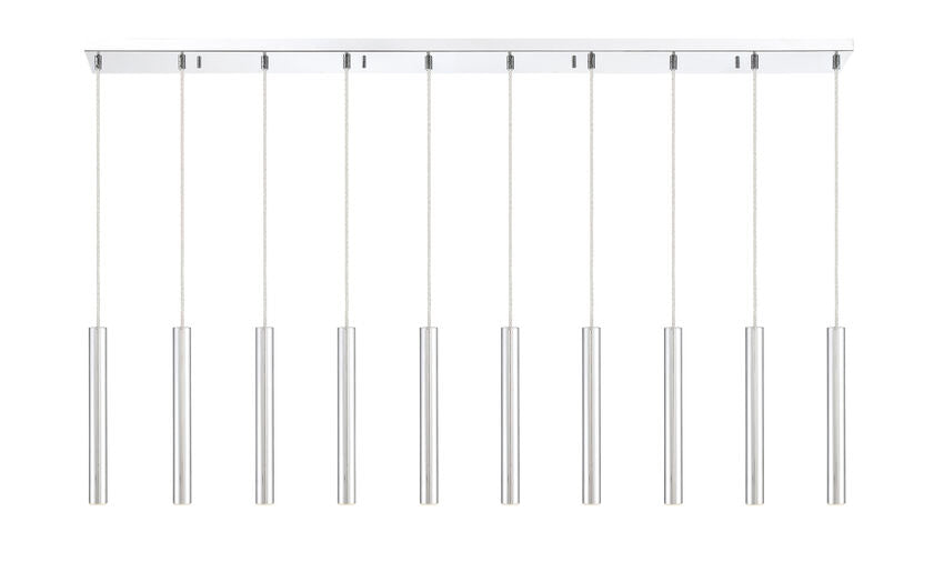 Z-Lite Forest 5" W x 12" H 10-Light LED Chrome Steel Island Light