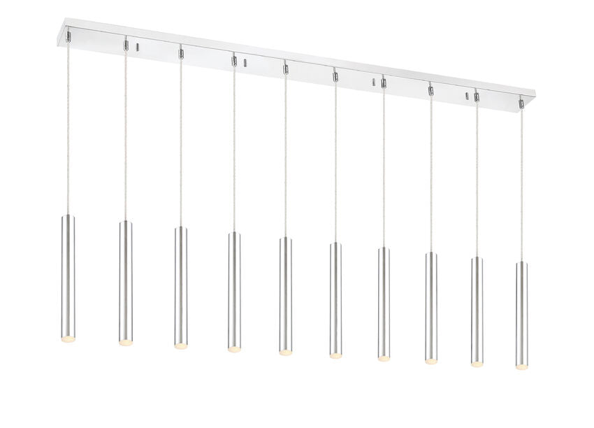 Z-Lite Forest 5" W x 12" H 10-Light LED Chrome Steel Island Light