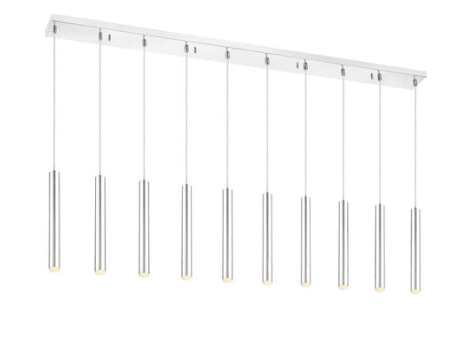 Z-Lite Forest 5" W x 12" H 10-Light LED Chrome Steel Island Light