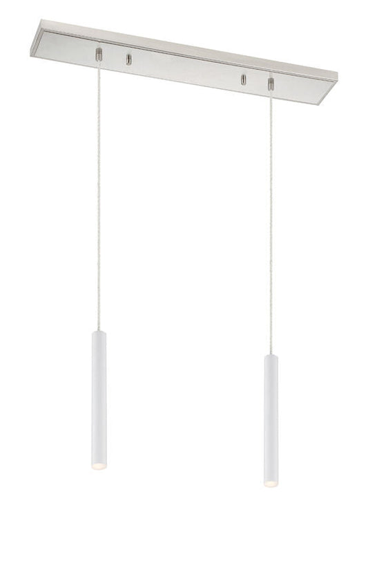 Z-Lite Forest 5" W x 12" H 2-Light LED Brushed Nickel Island Light With Matte White Steel Shade