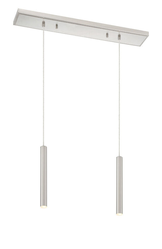 Z-Lite Forest 5" W x 12" H" 2-Light LED Brushed Nickel Steel Island Light