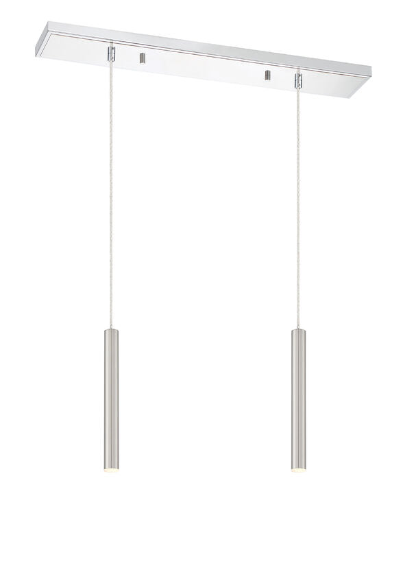 Z-Lite Forest 5" W x 12" H 2-Light LED Chrome Island Light With Brushed Nickel Steel Shade