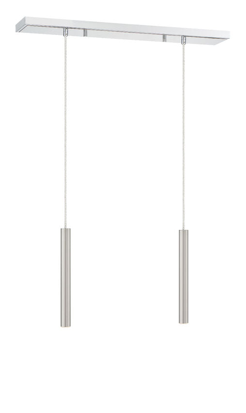 Z-Lite Forest 5" W x 12" H 2-Light LED Chrome Island Light With Brushed Nickel Steel Shade