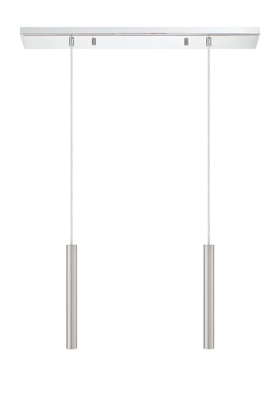Z-Lite Forest 5" W x 12" H 2-Light LED Chrome Island Light With Brushed Nickel Steel Shade