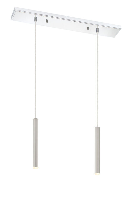 Z-Lite Forest 5" W x 12" H 2-Light LED Chrome Island Light With Brushed Nickel Steel Shade