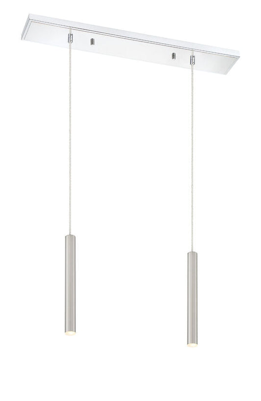Z-Lite Forest 5" W x 12" H 2-Light LED Chrome Island Light With Brushed Nickel Steel Shade