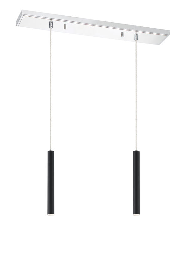 Z-Lite Forest 5" W x 12" H 2-Light LED Chrome Island Light With Matte Black Steel Shade