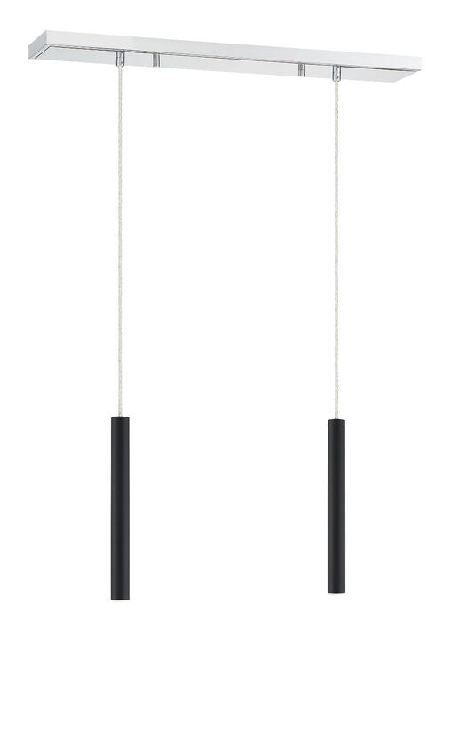 Z-Lite Forest 5" W x 12" H 2-Light LED Chrome Island Light With Matte Black Steel Shade
