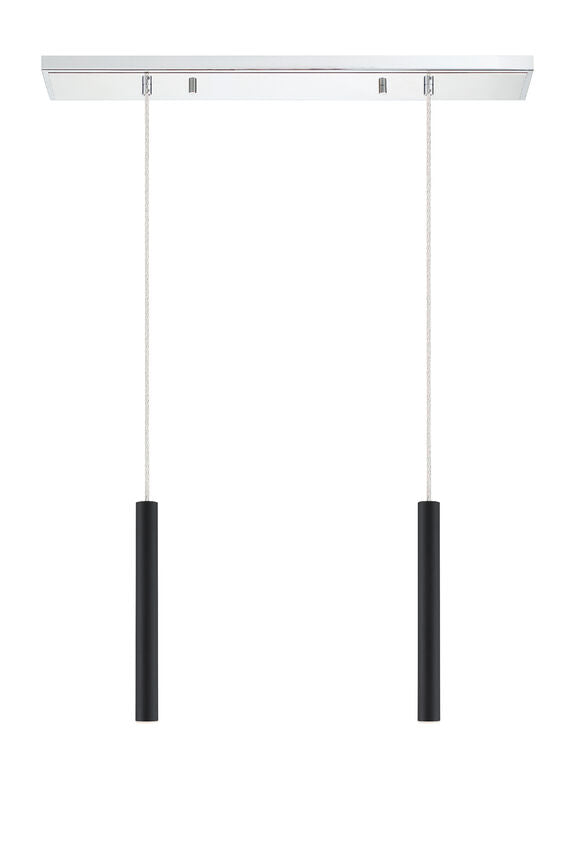 Z-Lite Forest 5" W x 12" H 2-Light LED Chrome Island Light With Matte Black Steel Shade