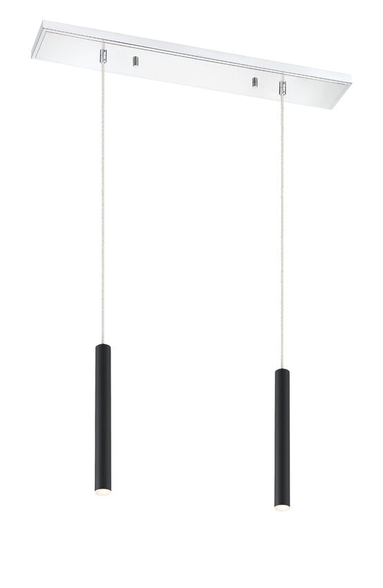 Z-Lite Forest 5" W x 12" H 2-Light LED Chrome Island Light With Matte Black Steel Shade