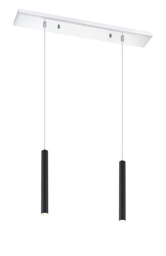 Z-Lite Forest 5" W x 12" H 2-Light LED Chrome Island Light With Matte Black Steel Shade