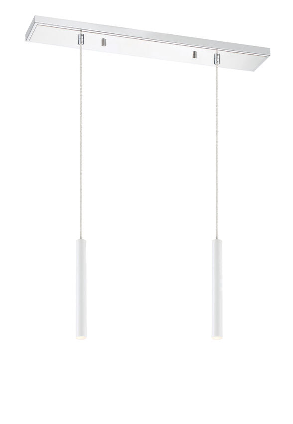Z-Lite Forest 5" W x 12" H 2-Light LED Chrome Island Light With Matte White Steel Shade