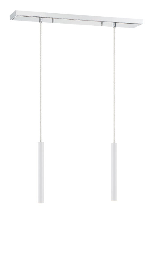 Z-Lite Forest 5" W x 12" H 2-Light LED Chrome Island Light With Matte White Steel Shade