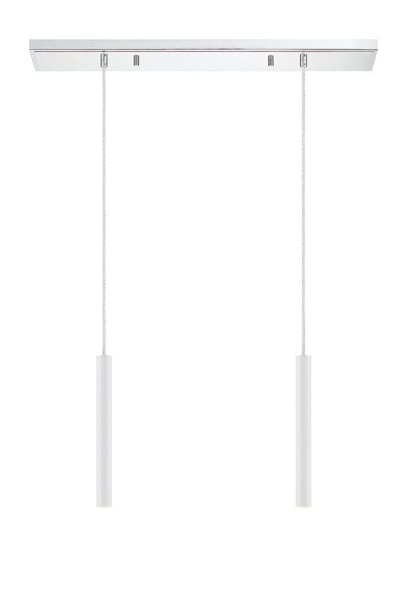 Z-Lite Forest 5" W x 12" H 2-Light LED Chrome Island Light With Matte White Steel Shade
