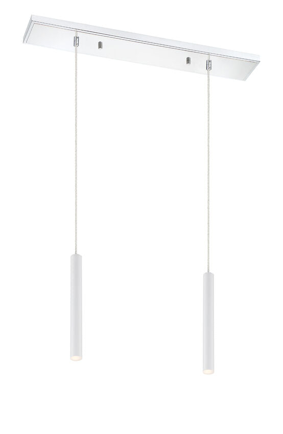 Z-Lite Forest 5" W x 12" H 2-Light LED Chrome Island Light With Matte White Steel Shade