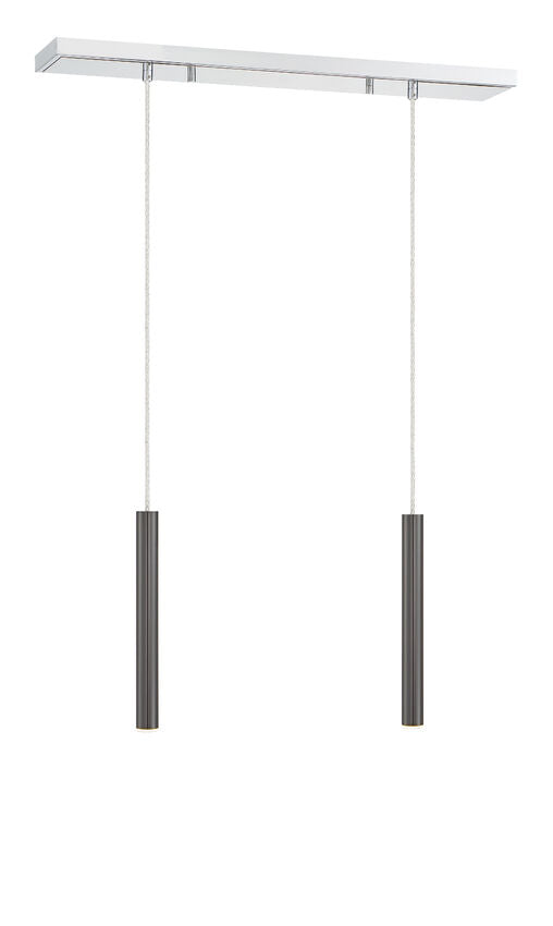 Z-Lite Forest 5" W x 12" H 2-Light LED Chrome Island Light With Pearl Black Steel Shade