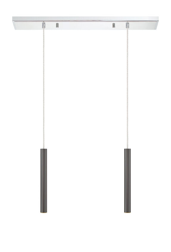 Z-Lite Forest 5" W x 12" H 2-Light LED Chrome Island Light With Pearl Black Steel Shade
