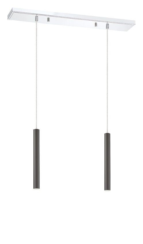 Z-Lite Forest 5" W x 12" H 2-Light LED Chrome Island Light With Pearl Black Steel Shade