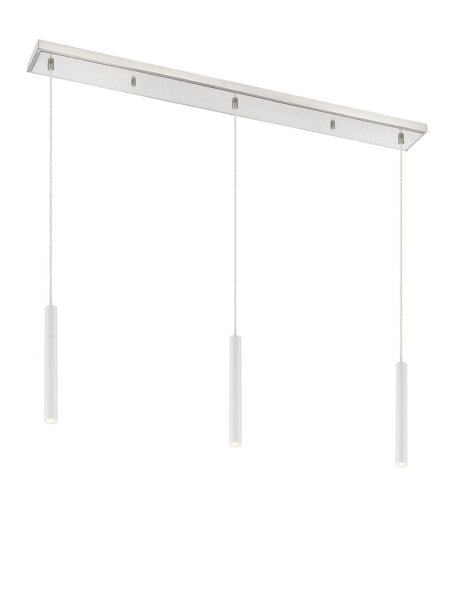 Z-Lite Forest 5" W x 12" H 3-Light LED Brushed Nickel Island Light With Matte White Steel Shade