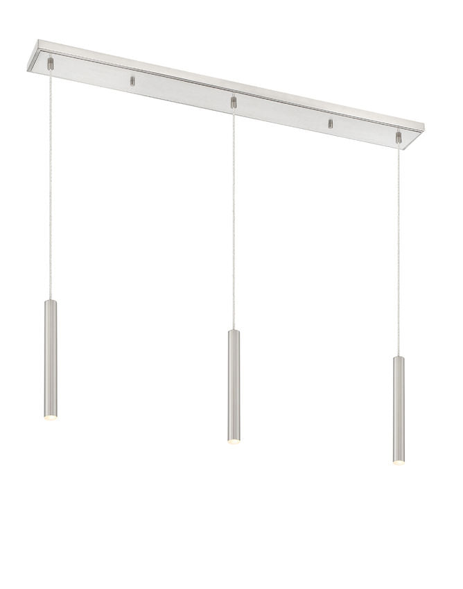 Z-Lite Forest 5" W x 12" H 3-Light LED Brushed Nickel Steel Island Light