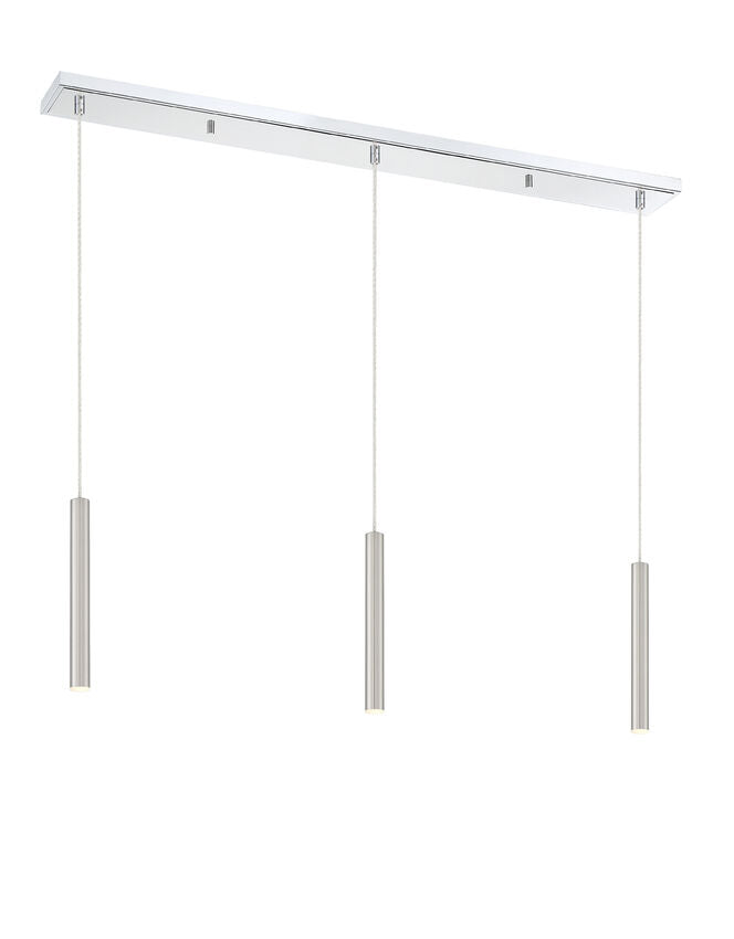 Z-Lite Forest 5" W x 12" H 3-Light LED Chrome Island Light With Brushed Nickel Steel Shade
