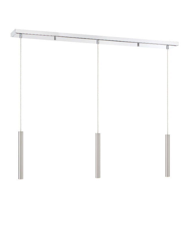 Z-Lite Forest 5" W x 12" H 3-Light LED Chrome Island Light With Brushed Nickel Steel Shade