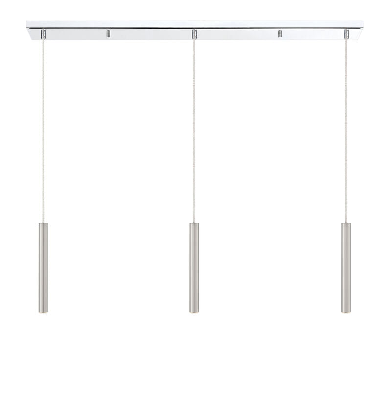Z-Lite Forest 5" W x 12" H 3-Light LED Chrome Island Light With Brushed Nickel Steel Shade