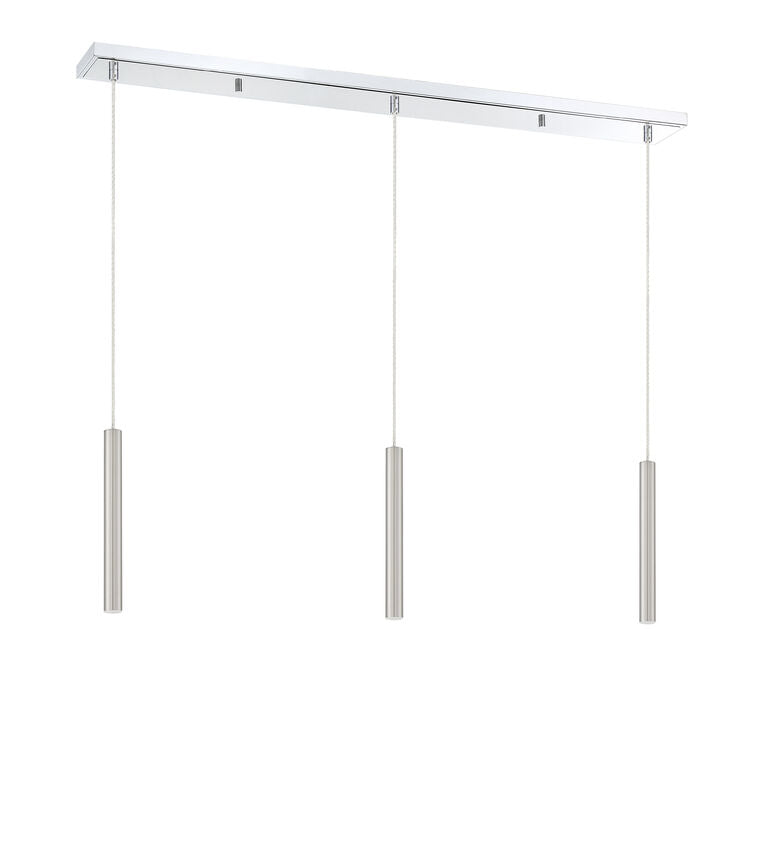Z-Lite Forest 5" W x 12" H 3-Light LED Chrome Island Light With Brushed Nickel Steel Shade
