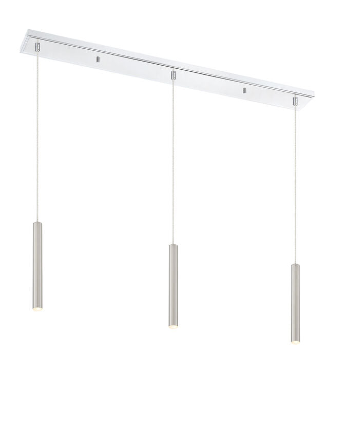 Z-Lite Forest 5" W x 12" H 3-Light LED Chrome Island Light With Brushed Nickel Steel Shade