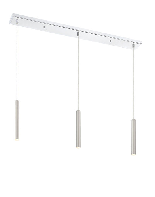 Z-Lite Forest 5" W x 12" H 3-Light LED Chrome Island Light With Brushed Nickel Steel Shade